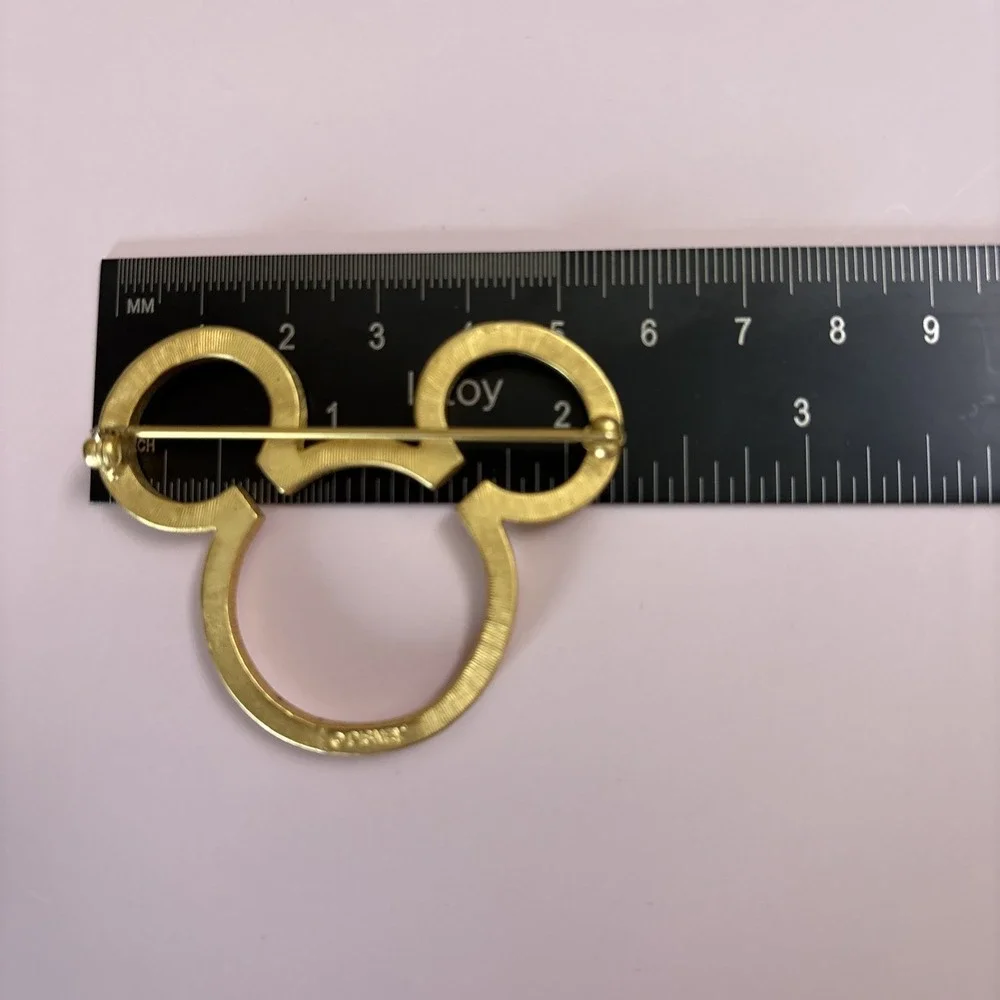 Mickey Mouse Head Disney Satin Gold Toned Pin 2.5 inch